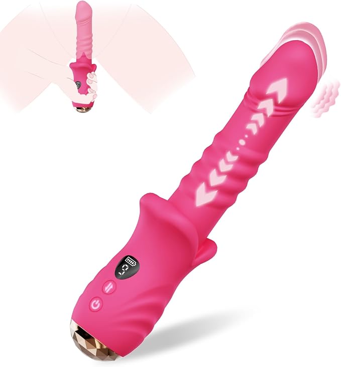 DFEUSY Thrusting Dildo Vibrator 9x9 Modes Waterproof Silicone Rose