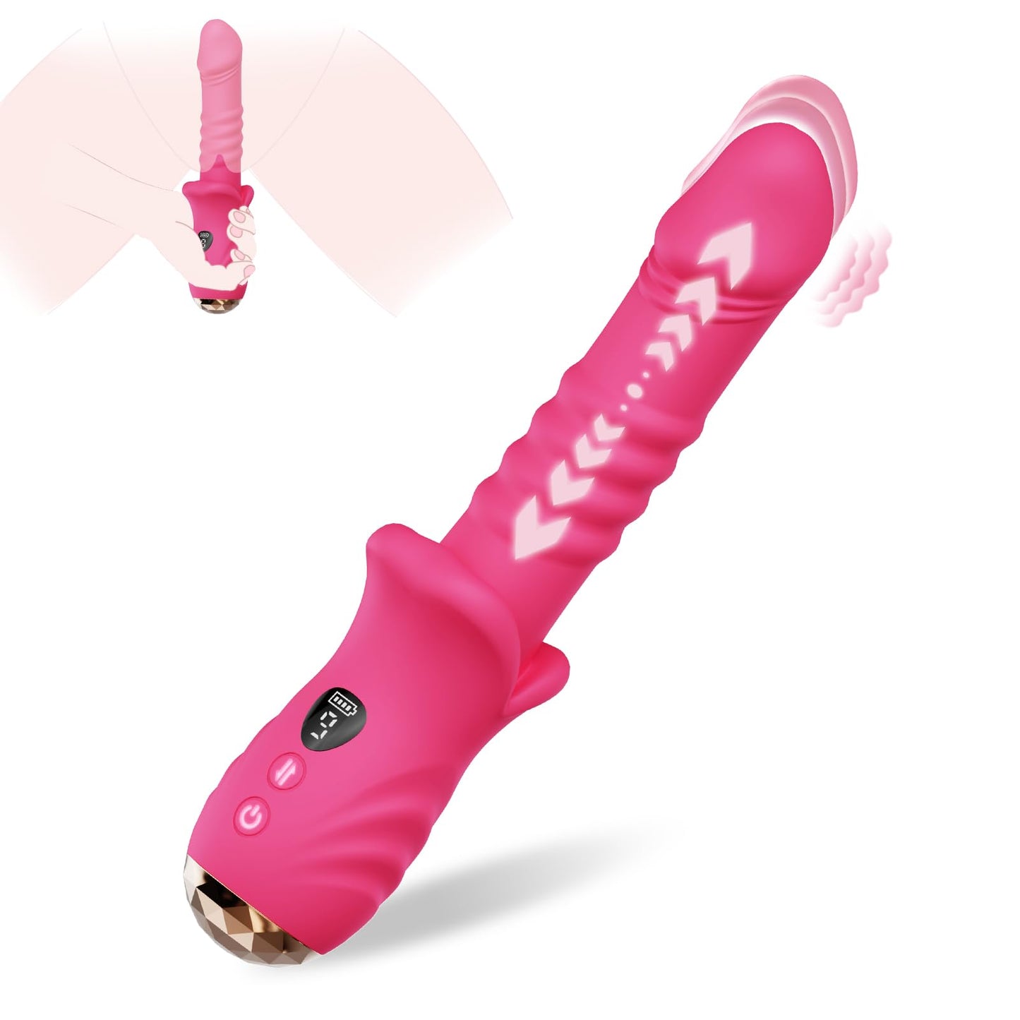 DFEUSY Vibrator Thrusting Dildo - Realistic Vibrator with 9 Thrusting & 9 Vibrating Modes, Adult Sex Toy for Women and Couple