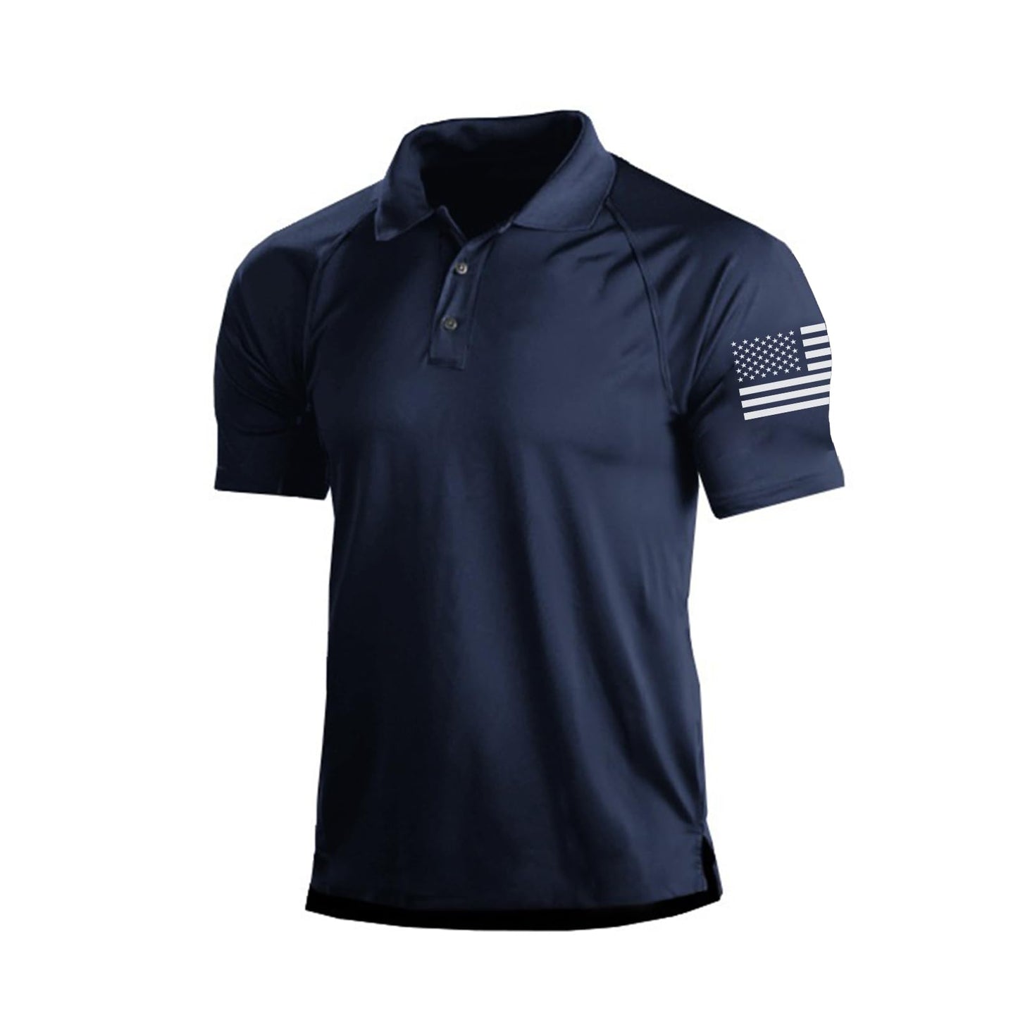 H HYFOL Short Sleeve Polo Shirts for Men Graphic Stretch Casual American Patriotic Raglan Golf Polos for Men