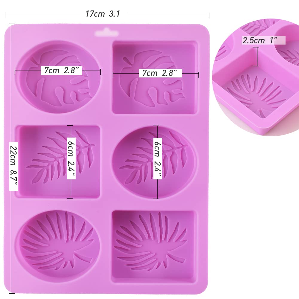 ionEgg Rectangle and Oval Silicone Soap Mold With Leaf Patterns, Pack of 2
