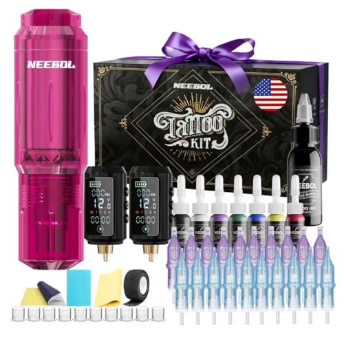 Neebol Wireless Tattoo Machine Kit 2 Batteries Purple