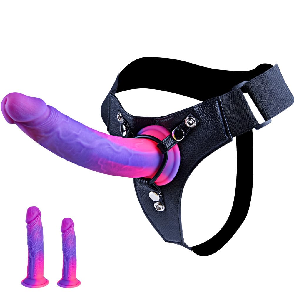 Strap-On Harness and Dildo Set: Wearable Realistic Silicone Dildos in 2 Sizes