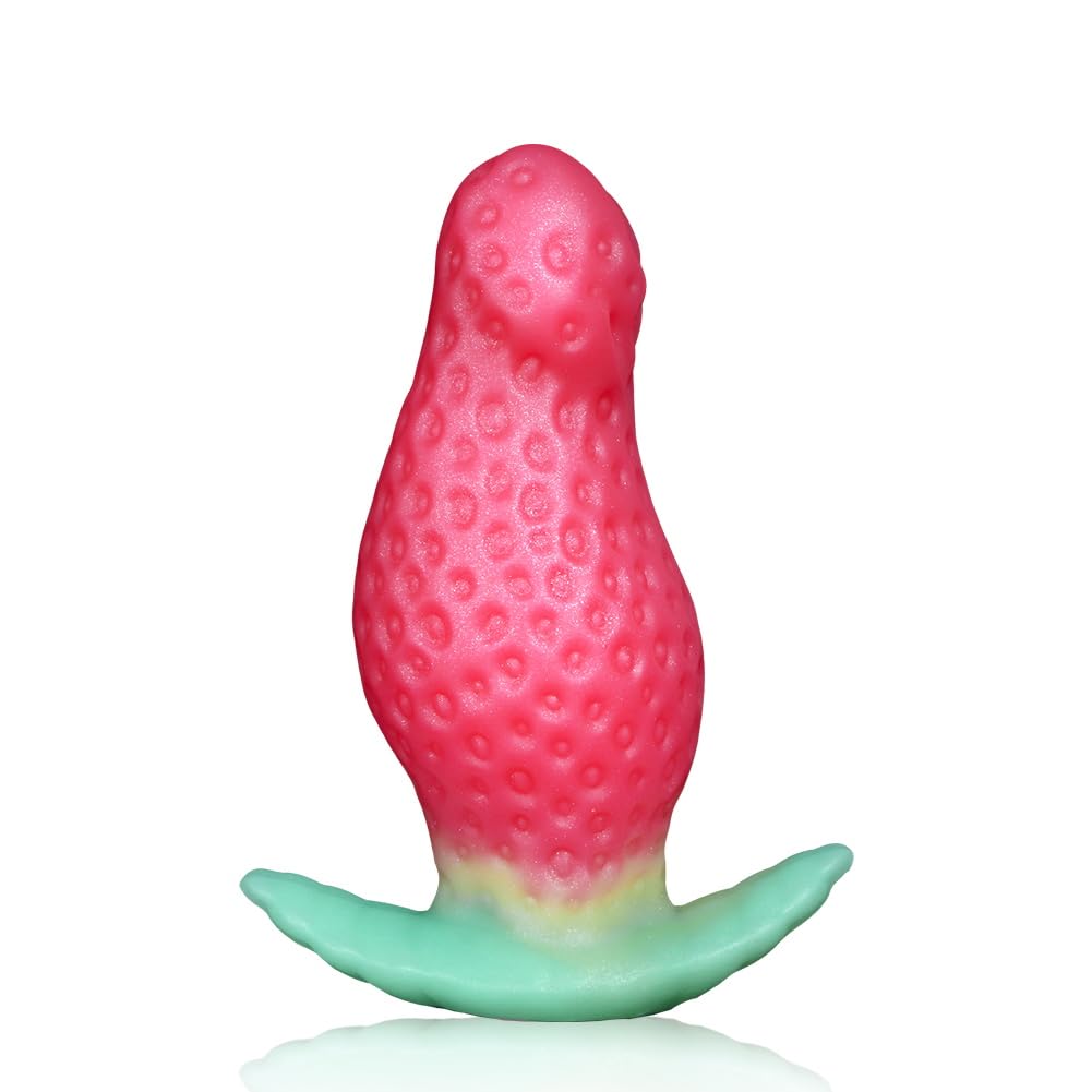 Soft Strawberry Butt Plug Anal Stretcher Prostate Massager Liquid Silicone Realistic Dildo G-spot Stimulation Anal Sex Toys for Advanced Men Women Couple Romi
