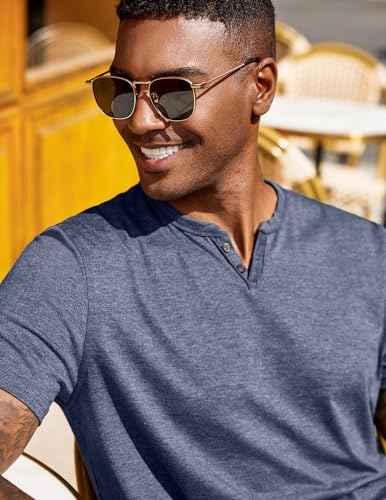 COOFANDY Men's T Shirts Short Sleeve Casual V Neck T-Shirt Soft Notch Neck Tee Classic Plain Shirts