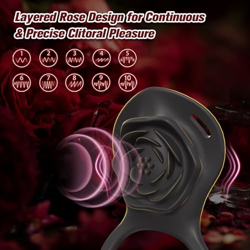 Couples Rose App Remote Control Wearable Vibrator, Couple Women Adult Sex Toys Games for Men, Hands Free Panty Clitoris Vibrator Vibrating Cock Ring, ZOOPLOU BDSM Female Sex Toy Clitoral Stimulator