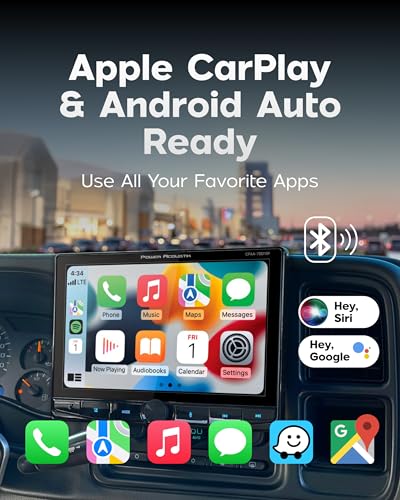 Power Acoustik CPAA-70D10F Car Stereo - Apple CarPlay & Android Auto Head Unit, 10.6" Floating Double DIN Touchscreen Car Stereo with Bluetooth, Aux Input, USB, SD, AM/FM Receiver, CD DVD Player