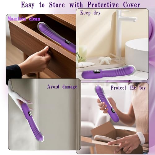 Thrusting Dildo Vibrator Womens Sex Toy, Realistic G Spot Dildos with Cover, 3 Thrustion & 9 Vibration Modes, LED Display Clitoral Anal Stimulator Adult Sex Toys for Women Men Couples