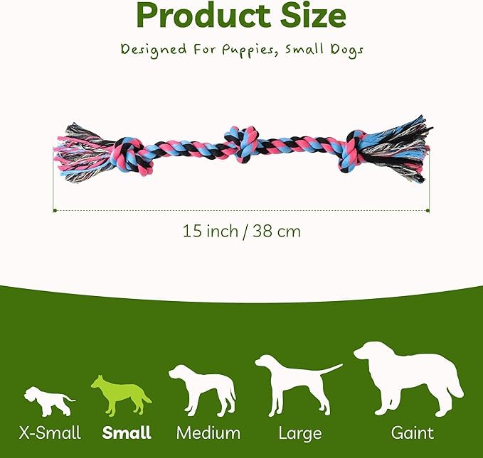 SHARLOVY Large Dog Chew Toys, Tough Dog Toys for Aggressive Chewers Large Breed,Heavy Duty Dental Dog Rope Toys Kit for Medium Dogs,5 Knots Indestructible Dog Toys