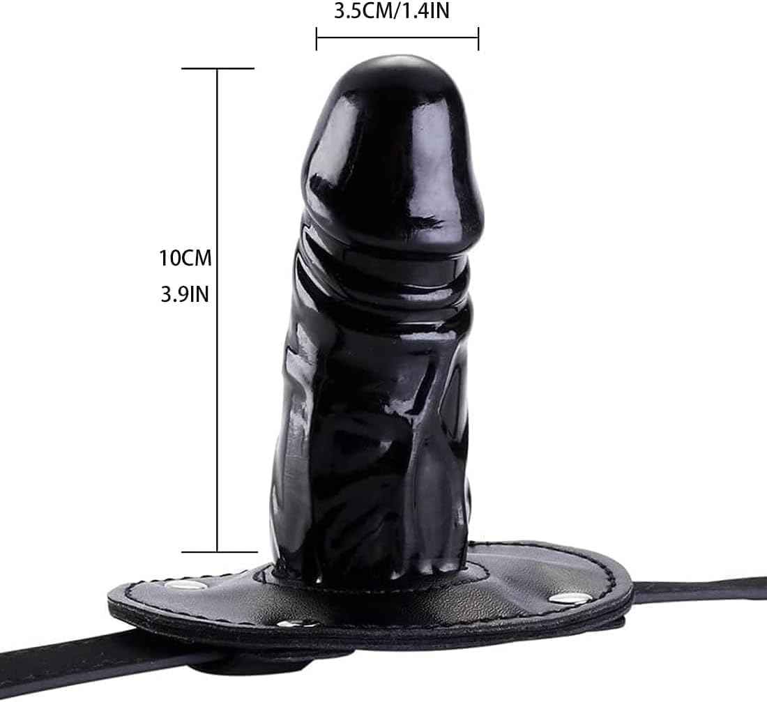 Dildo Gag SM Realistic Silicone Penis Mouth Ball Gag with Lock Adjustable Leather Bondage Restraints Straps for Adult Couples BDSM Sex Game Fantasy Mouth Sex Toy