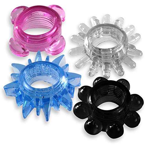 LeLuv Disposable Cock Rings Random Colors and Textures Soft Stretchy Variety Pack Penis Ring
