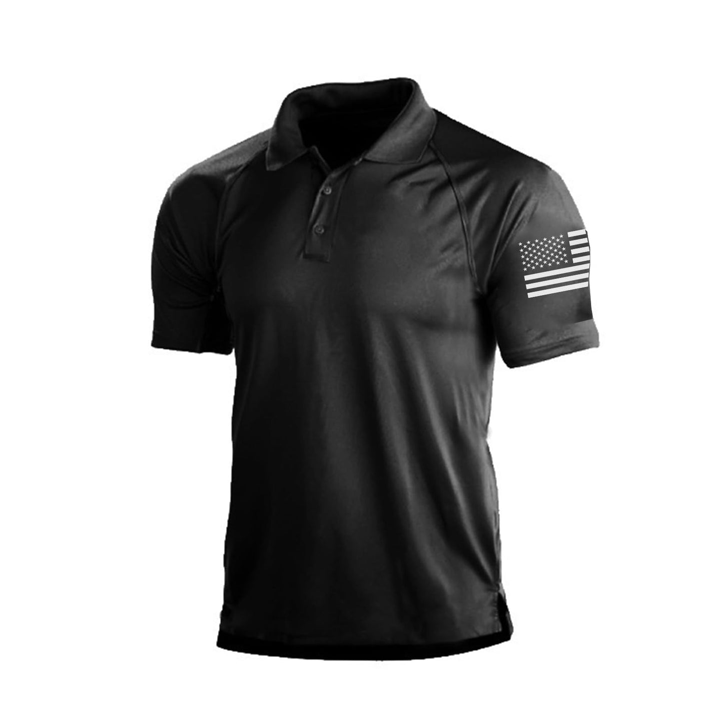 H HYFOL Short Sleeve Polo Shirts for Men Graphic Stretch Casual American Patriotic Raglan Golf Polos for Men