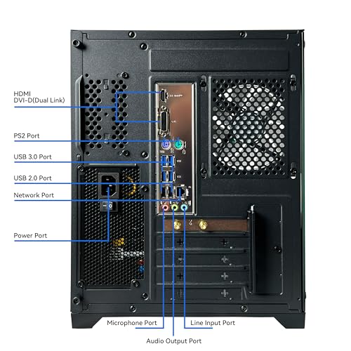 YAWYORE Gaming PC Desktop Computer AMD Ryzen 5 5600GT,16GB DDR4 3200MHz,1TB M.2 NVMe PCle,550W 80PLUS PSU,WiFi,Game Design Office Console,Sea View Room, Towers PC (Black)