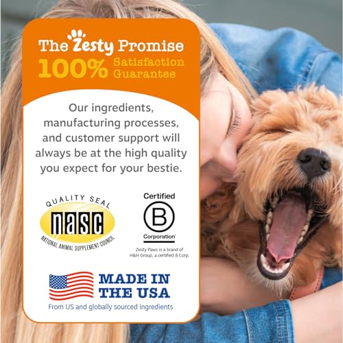 Zesty Paws Wild Alaskan Omega-3 Blend Pollock + Salmon Oil for Dogs and Cats- Skin and Coat Support, Omega 3 Supplement for Pets