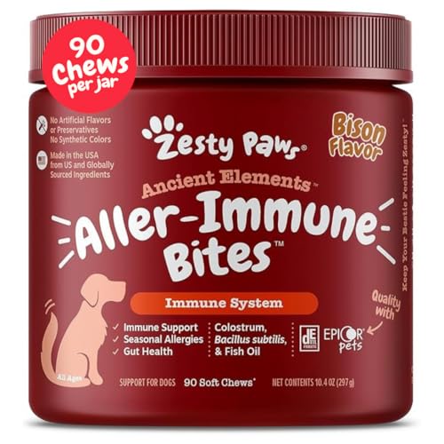 Zesty Paws Dog Allergy Relief- Dog Itching Skin Relief- Dog Probiotics for Itchy Skin and Itchy Ears- Dog Allergy Paw Relief- Dog Allergy Chews- Dog Itch Relief - Dog Skin Allergy Relief