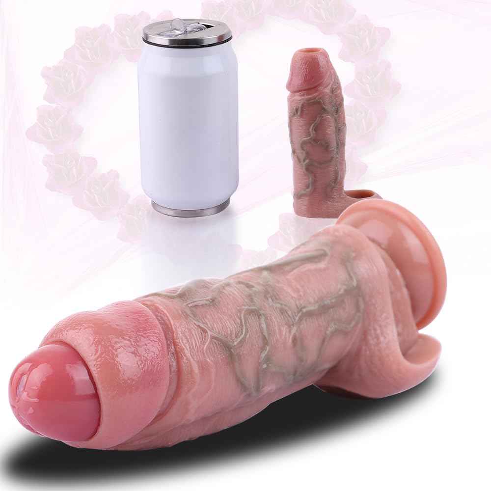 Realistic Hollow Penis Sleeve Enlargement Thick Soft Silicone Cock Ring Sleeve 6-4.5 Inch Penis Enlarger Sheath Can Choose Girth Enhancer Sleeve for Men Penile Extender Adult Couples Sex Toys