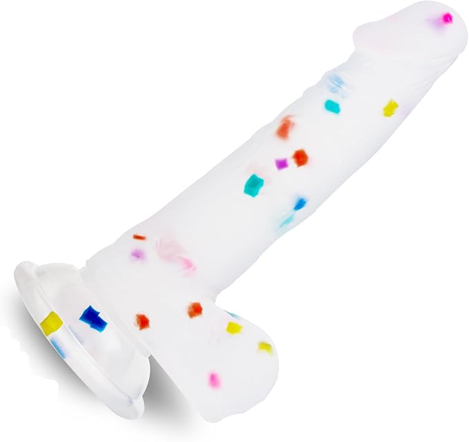 Seiecft Confetti Silicone Dildo Flexible Curved Shaft Suction Cup