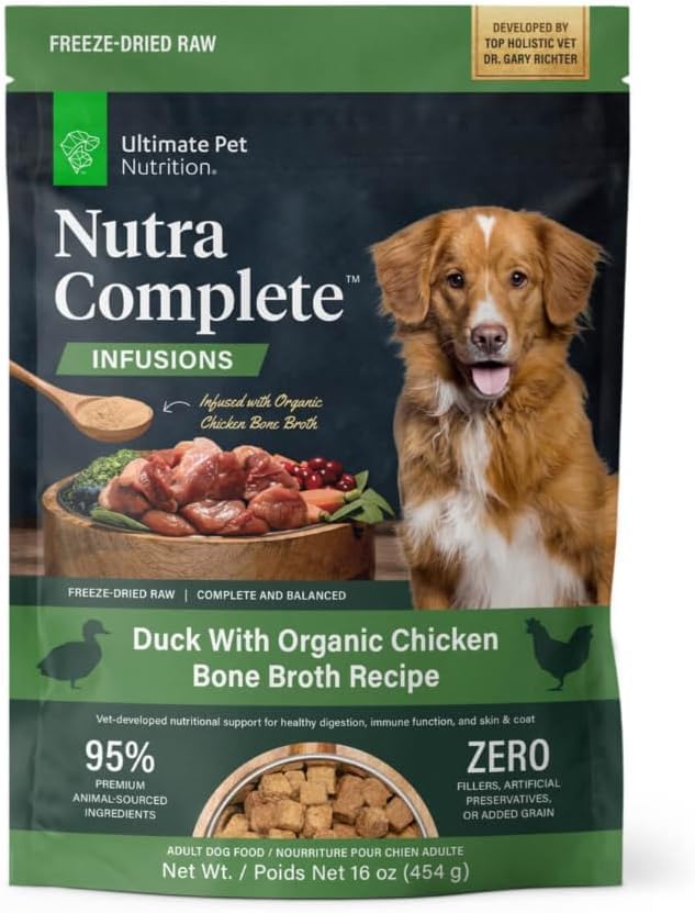 ULTIMATE PET NUTRITION Nutra Complete, 100% Freeze Dried Veterinarian Formulated Raw Dog Food with Antioxidants Prebiotics and Amino Acids,