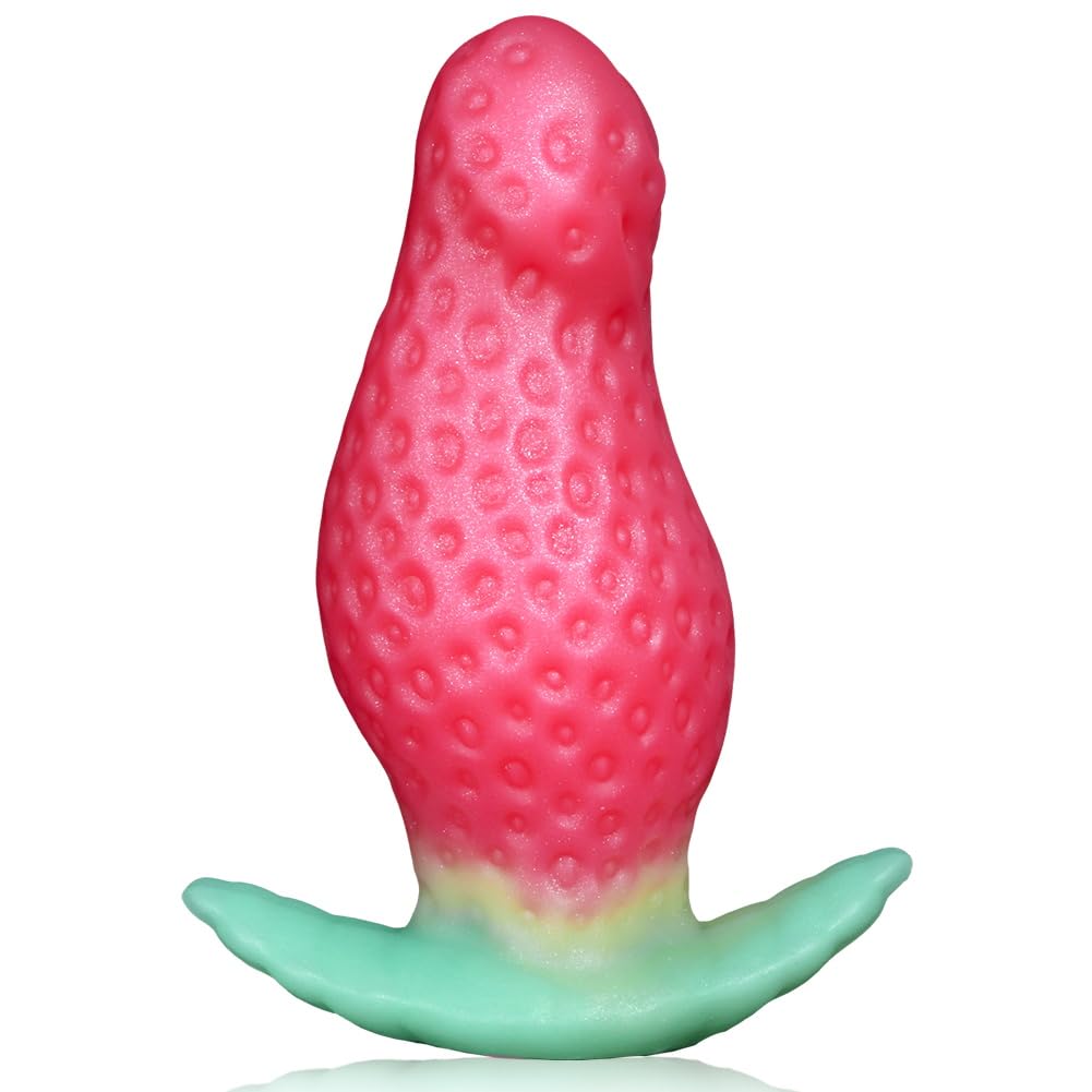 Soft Strawberry Butt Plug Anal Stretcher Prostate Massager Liquid Silicone Realistic Dildo G-spot Stimulation Anal Sex Toys for Advanced Men Women Couple Romi