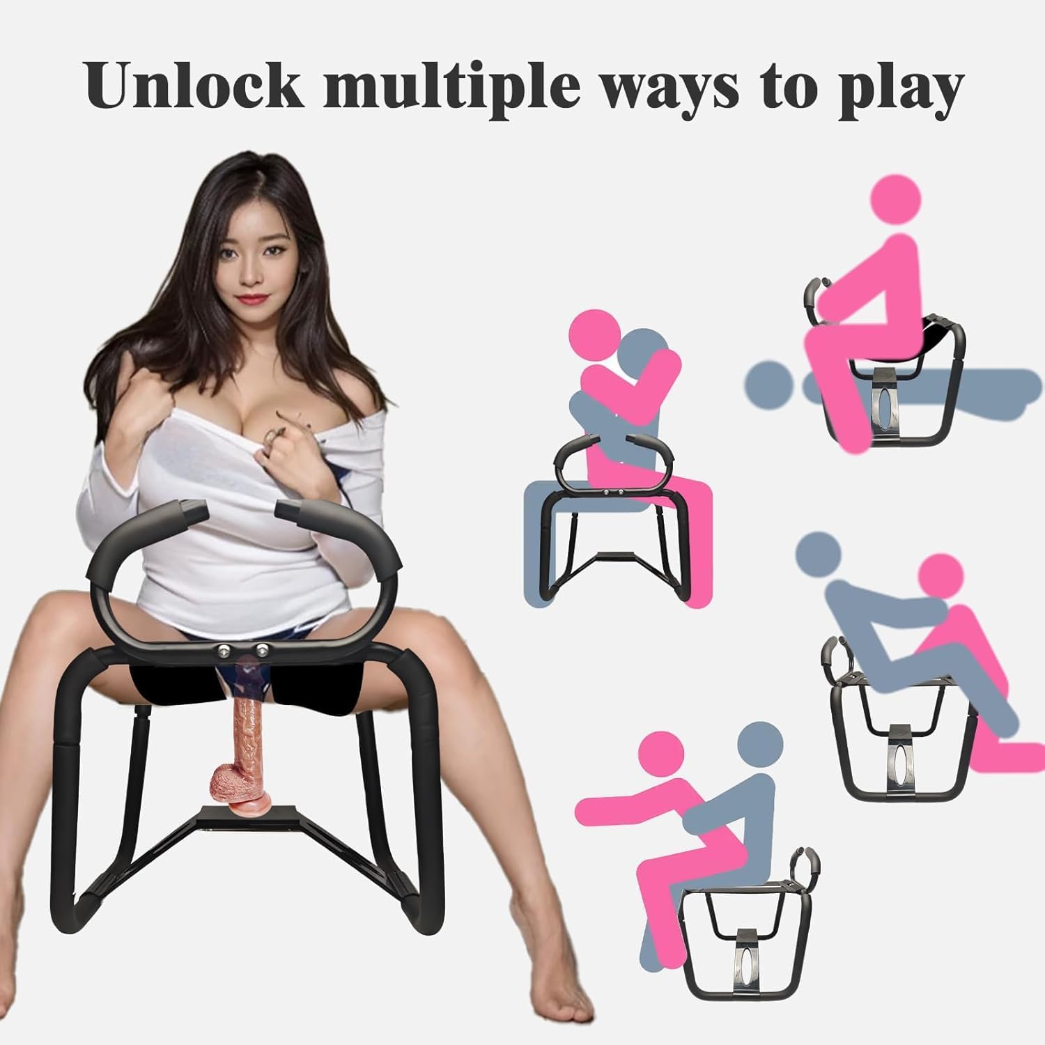 Dolltgoe Multifunction Sex Position Chair with Handrail Black