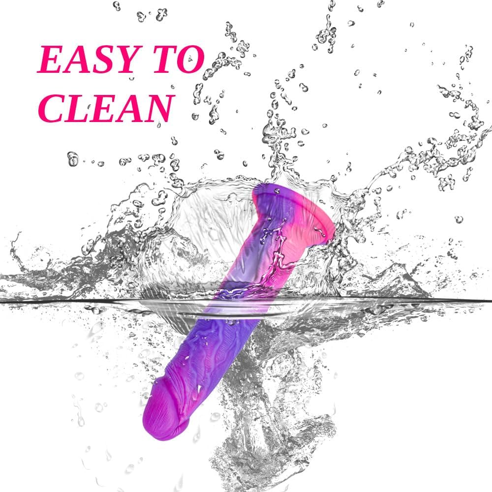 Hainuo Realistic Silicone Dildo with Suction Cup Purple Pink