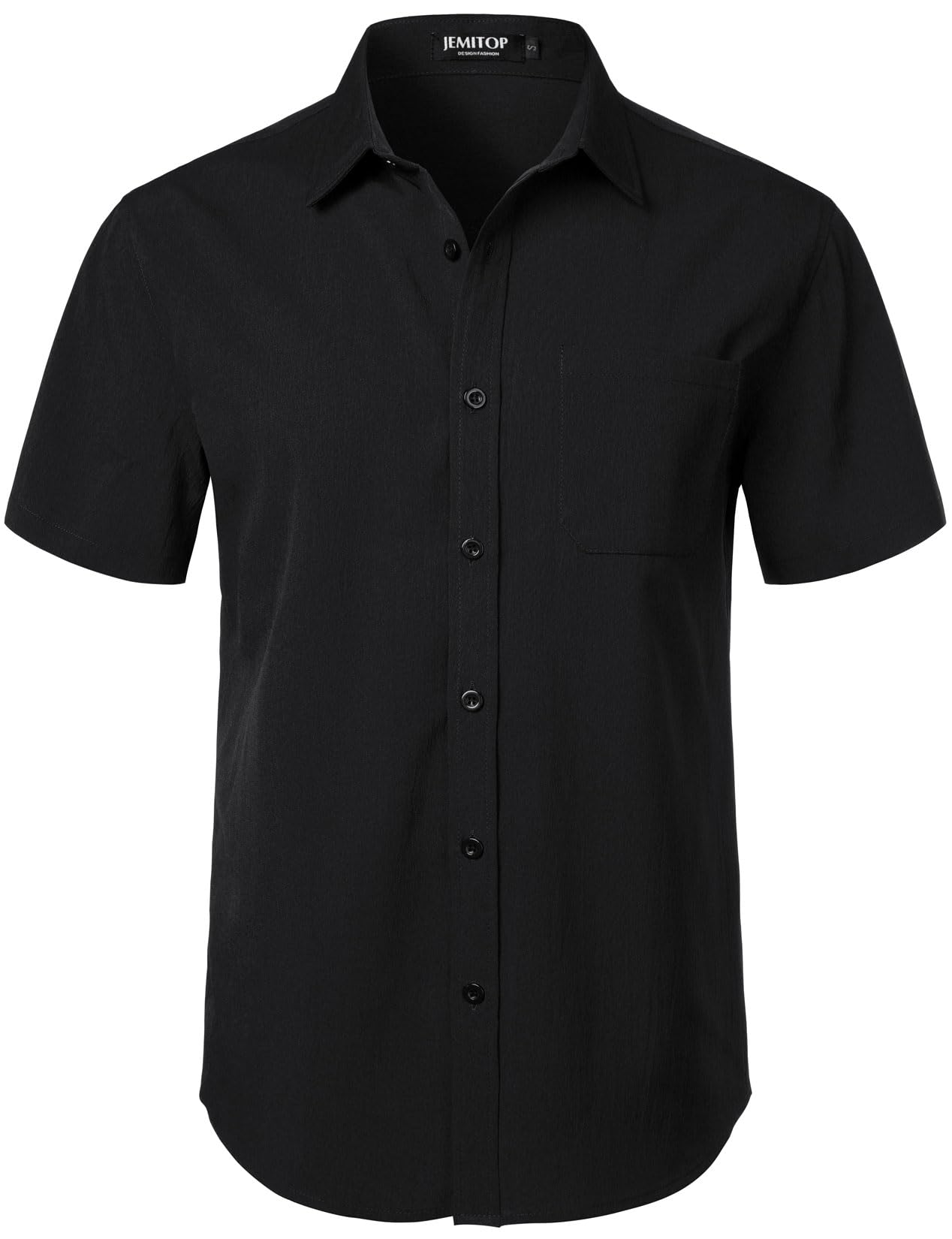 JEMITOP Men's Stretch Wrinkle Free Short Sleeve Texture Shirt Lightweight Summer Button Down Shirts for Beach Vacation