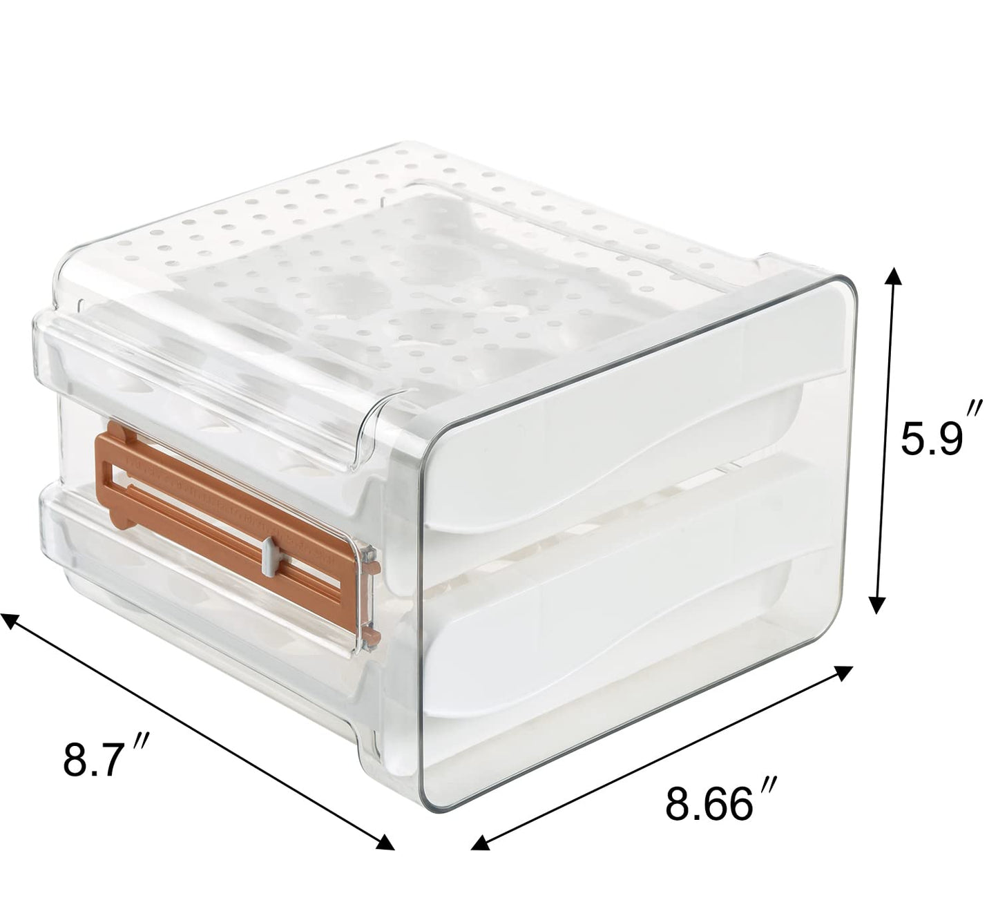 Sooyee Egg Container for Refrigerator, Household Egg Holder for Fridge, Transparent 2 Drawers Chicken Egg Storage Container