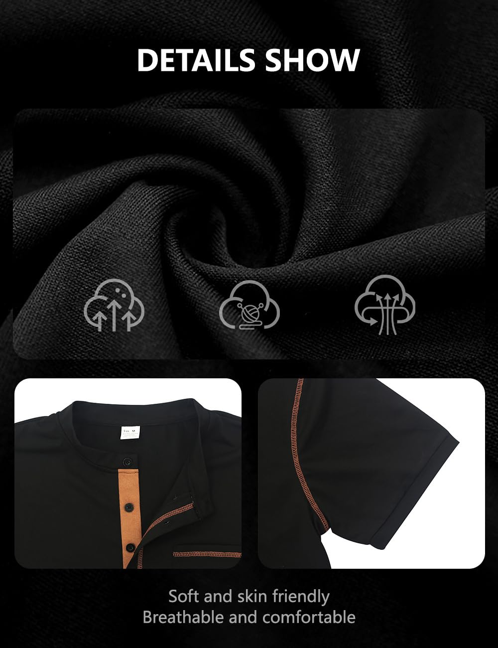 QOSOQ Men's Henley Shirt Short Sleeve T-Shirt Casual Top Pullover Summer Lightweight Tee Shirts with Button