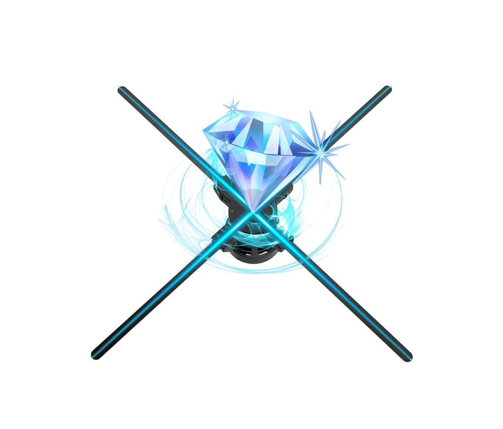 3D Hologram Fan,27.5 Inch 3D Hologram Led Fan Projector 832 HD LED Beads, Holographic Fan Advertising Support APP+Remote+Bluetooth Audio+Splicing,for Store ,Halloween,Christmas