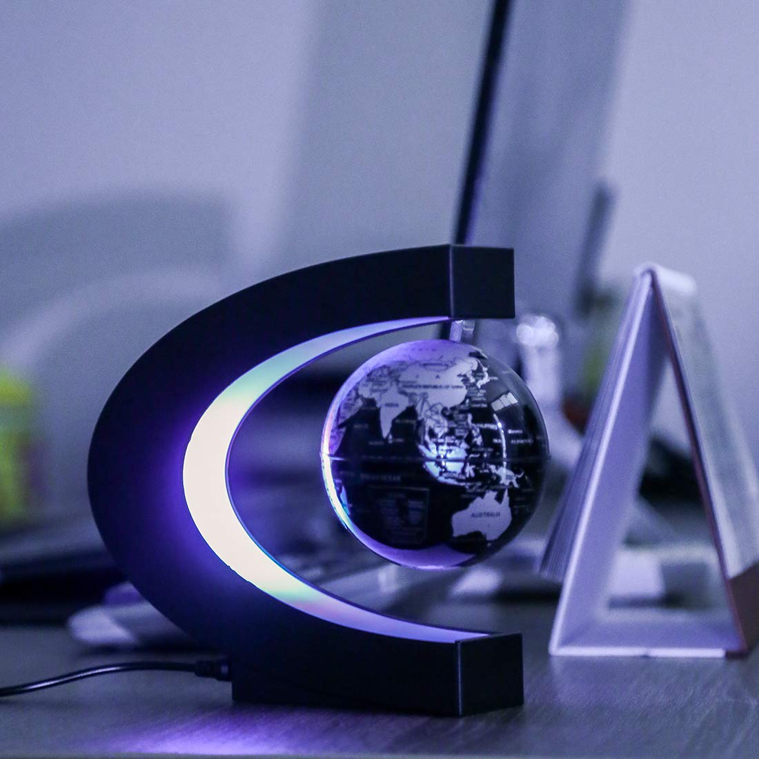 MOKOQI Magnetic Levitating Globe with LED Light, Cool Tech Gift for Men Father Boys and Girls, Birthday Gifts for Kids, Floating Globes World Desk Gadget Decor in Office Home Display