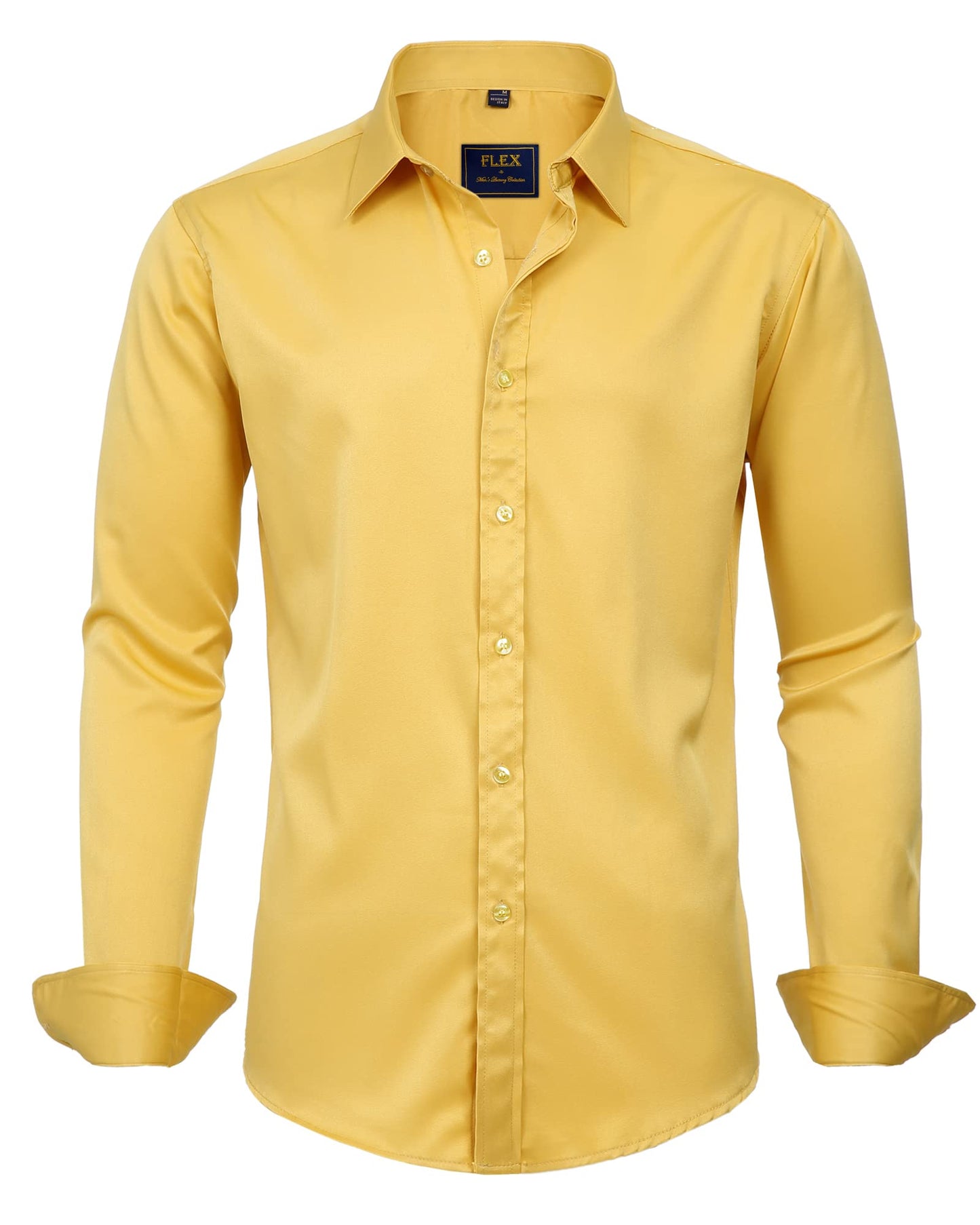 J.VER Men's Dress Shirts Solid Long Sleeve Stretch Wrinkle-Free Formal Shirt Business Casual Button Down Shirts