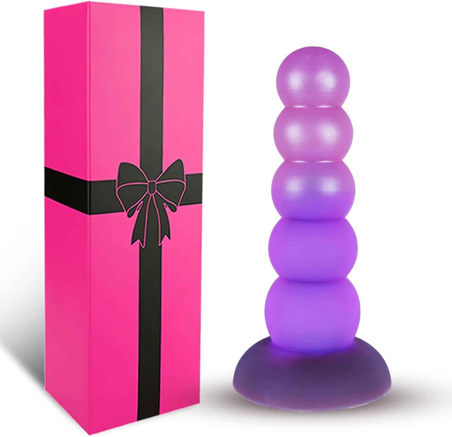 5.5 Inch Small Silicone Beads Dildo Anal Plug with Suction Cup, Soft Fantasy Pink Purple 5 Knots Dildos Butt Plug, G-Spot Dildo Prostate Massager Anal Trainer Expander Sex Toy for Women Men Beginner