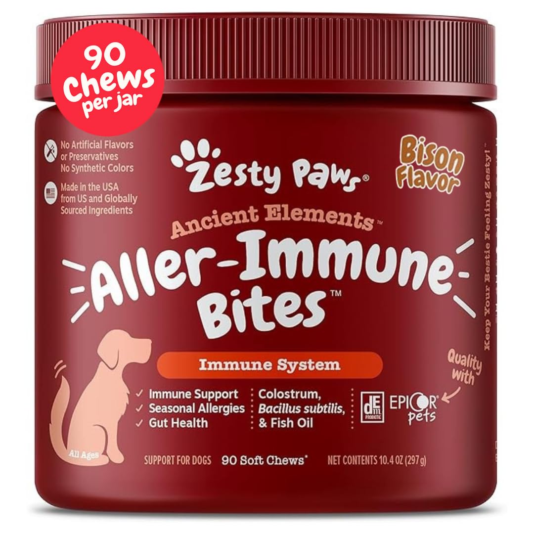 Zesty Paws Dog Allergy Relief- Dog Itching Skin Relief- Dog Probiotics for Itchy Skin and Itchy Ears- Dog Allergy Paw Relief- Dog Allergy Chews- Dog Itch Relief - Dog Skin Allergy Relief