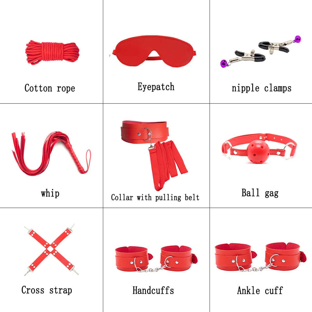 Sex Whip BDSM Adult Couples Games Anal Plug Dildo Bondage for Sex 32 Pcs BDSM Leather Bondage Sets Restraint Kits for Women and Men Adult Sex Toys