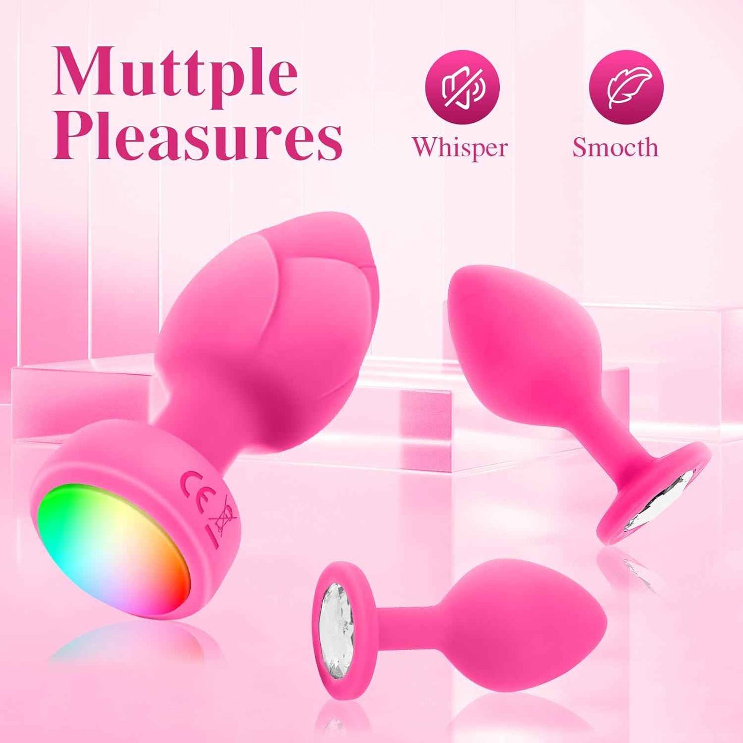 Vibrator Anal Plug with 3Pcs Butt Plug,10 Modes Vibrating Butt Plug - LED Color Light Remote Control Anal Plug, Adult Sex Toys and Games