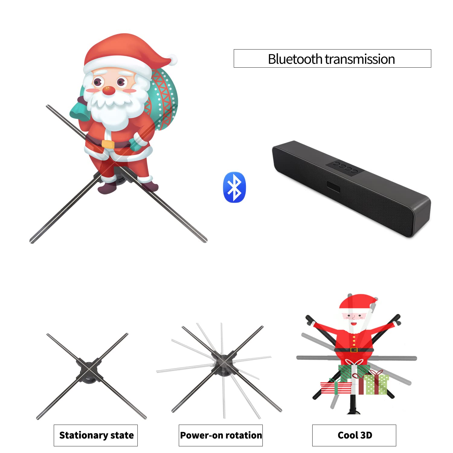 Missyou 3DHologramFan Christmas Tree Display with Bluetooth App & Remote Control Holographic Fan LED Customizable Video Content for Exhibitions Trade Shows Advertisin