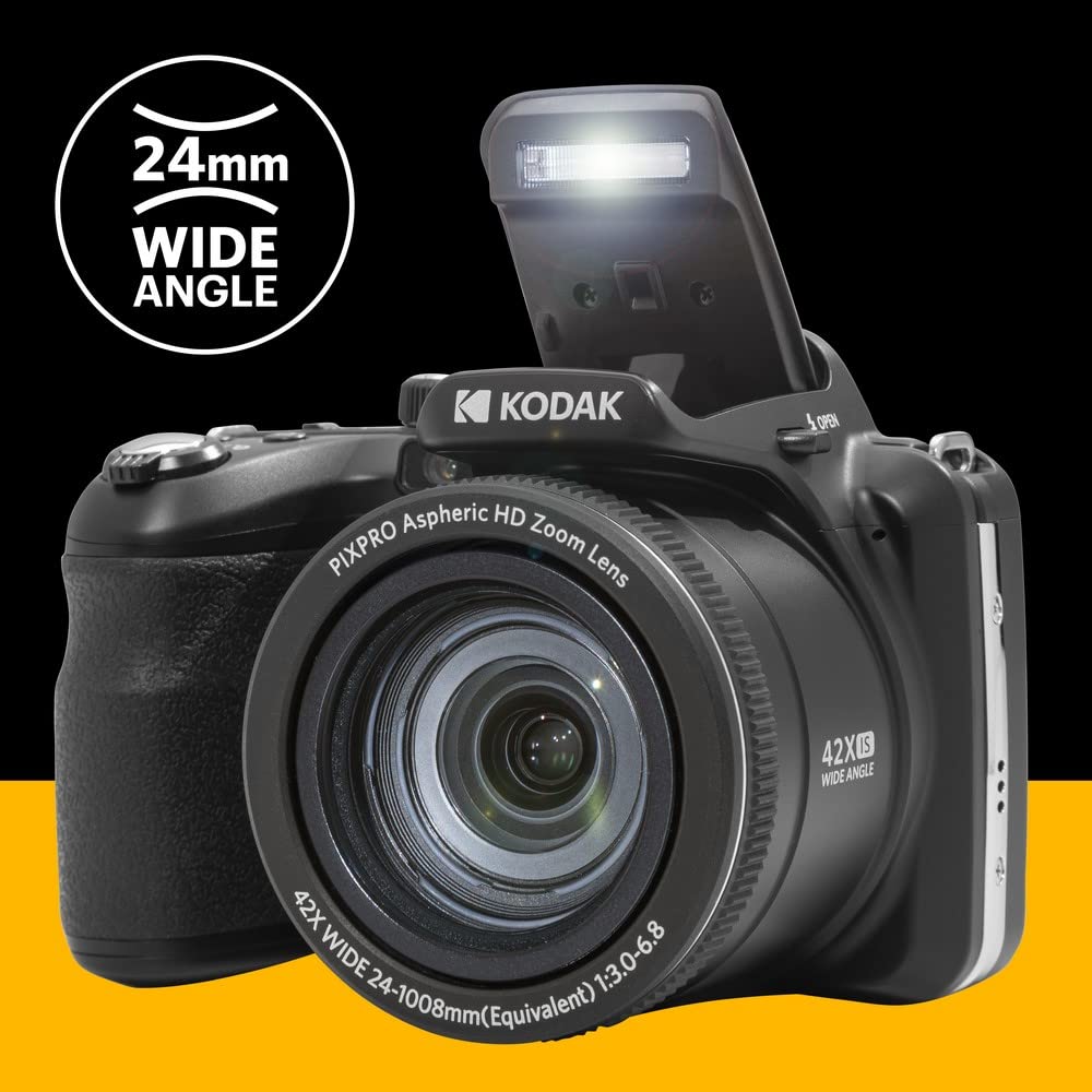Kodak PIXPRO AZ425 20MP Digital Camera 42X Optical Zoom 24mm Wide Angle Lens 1080P Full HD Video Optical Image Stabilization Li-Ion Battery 3" LCD Vlogging Camera
