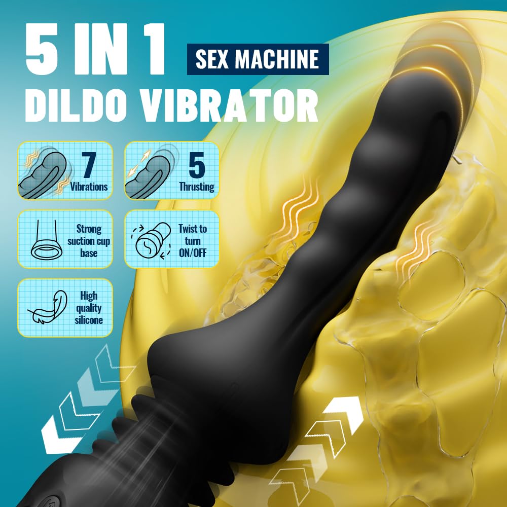 Thrusting Dildo Vibrator Sex Machine-7 Vibration&5 Thrusting Modes with 22° Curved Design for G Spot Clitoral Anal Stimulation, Rotatable Vibrating Realistic Dildo Adult Sex Toy for Female Men Couples