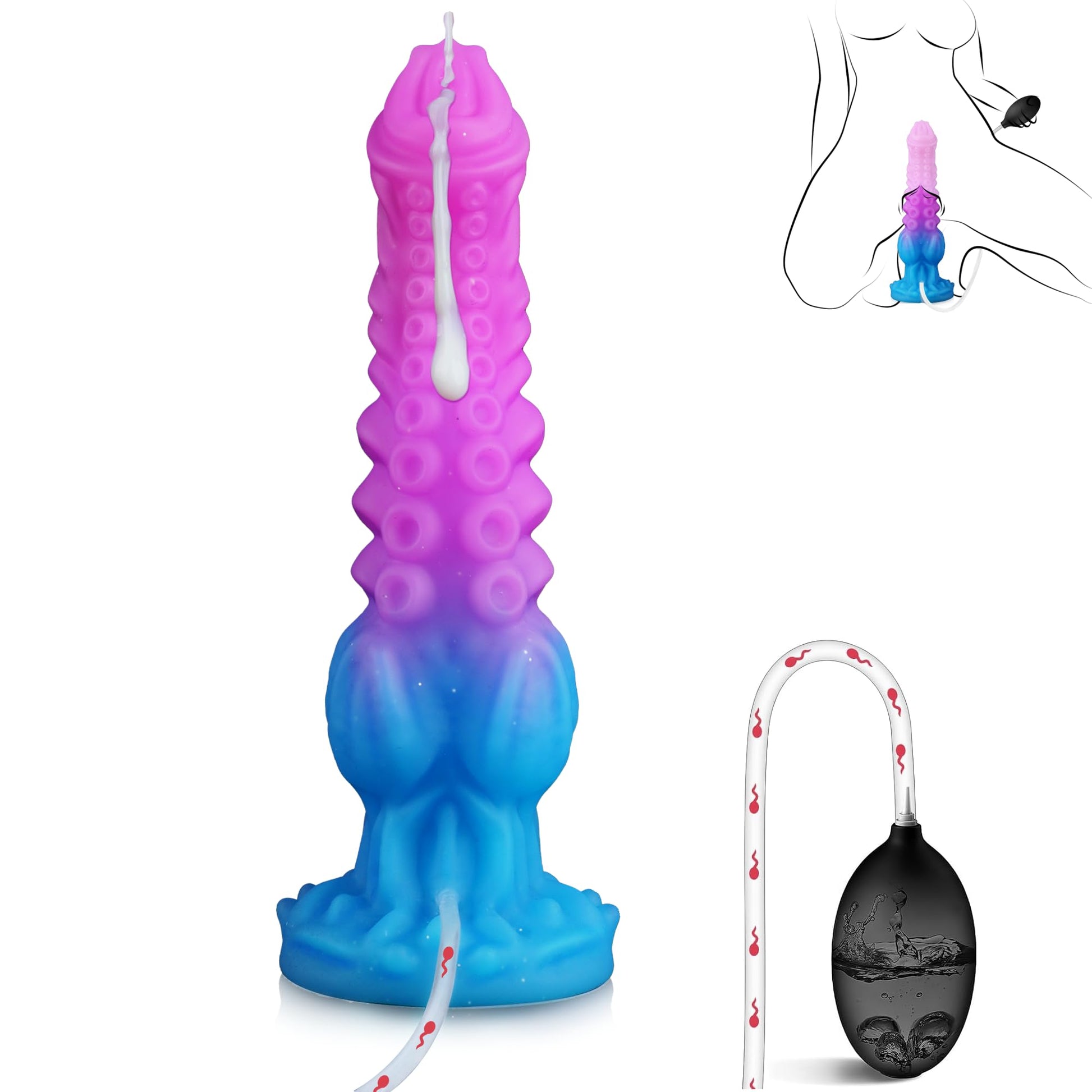 Tentacle Squirting Dildo with Big Knot, Monster Fantasy Dildo with Strong Suction Cup, Huge Anal Thick Dildo