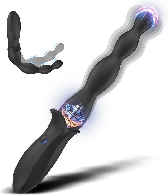 Vibrating Anal Beads Beginner-Friendly Butt Plug, Adult Sex Toy for Men Women Couples, Flexible Silicone Prostate Massger Anal Vibrator with 2 Motors 10 Vibrations, Anal Plug Anal Toy Anal Sex Toys