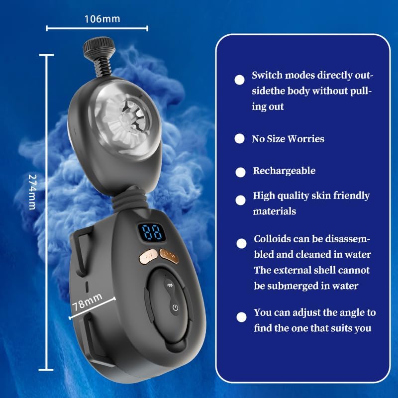 Wordone Wearable Automatic Male Masturbator with Adjustable LCD Display Black