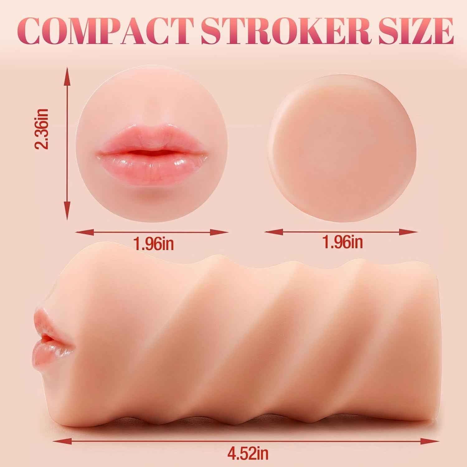 Mini Male Masturbators Oral Sex Toys for Men, 3D Textured Realistic Blowjob Mouth Pocket Stroker Masturbator, Close-Ended Penis Training Pocket Oral Adult Toy for Man Beginners Masturbation