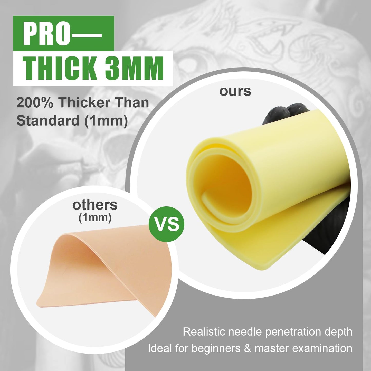 Romlon Tattoo Practice Skin Kit, 10 Skins 30 Transfer Papers