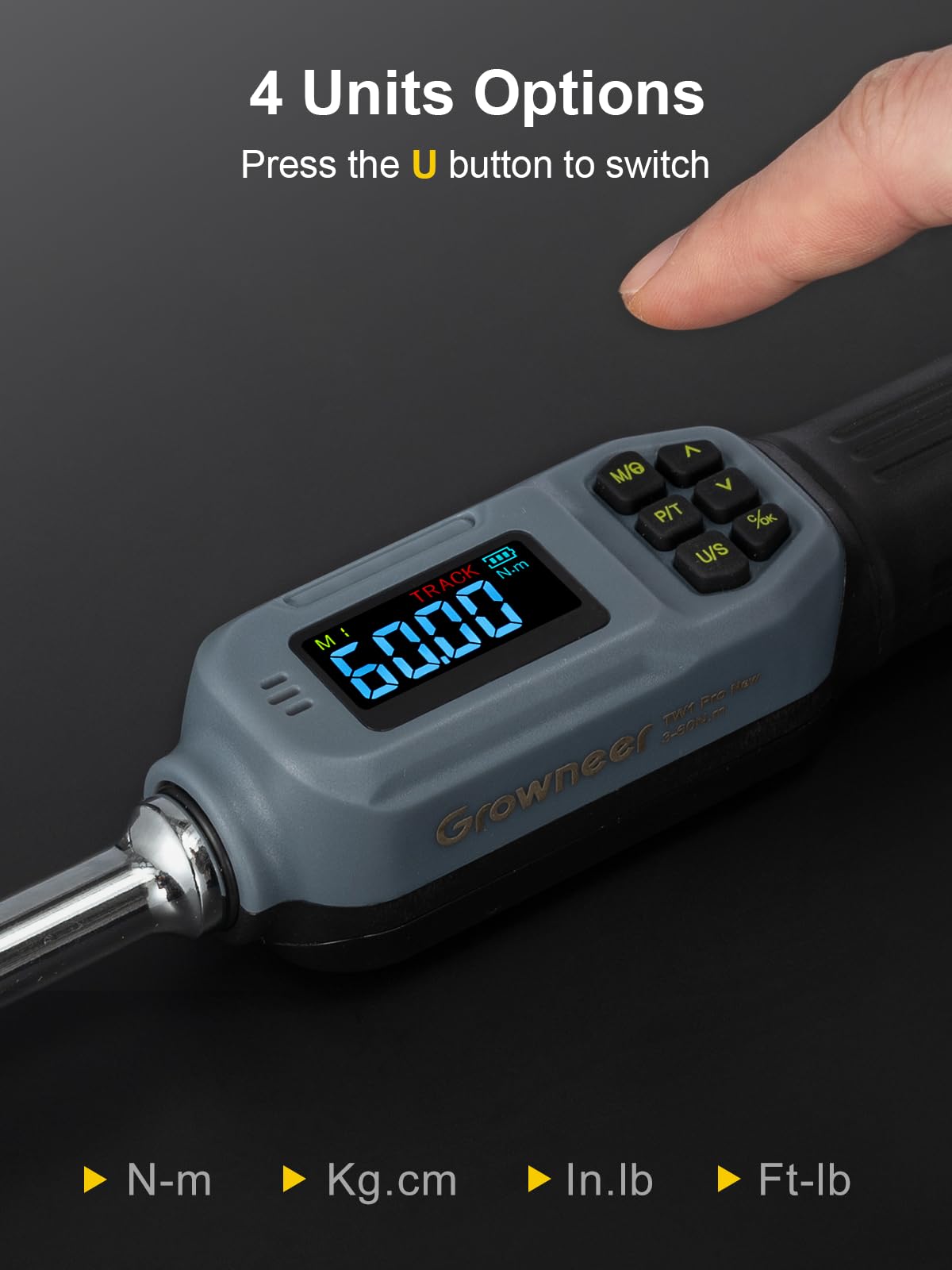 GROWNEER Digital Torque Wrench Set, Inch Pound Torque Wrench with Buzzer & LED Indicator, Electronic Wrench Set with Bits & Sockets