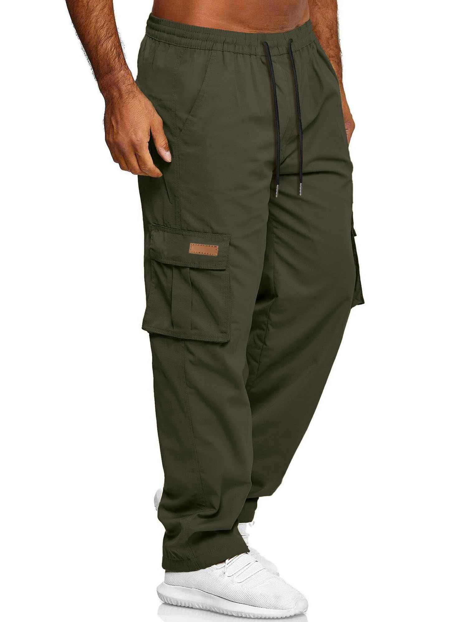 HOTake Men's Casual Cargo Sweatpants Waist Drawstring Joggers Hiking Tactical Pants for Men with Pockets