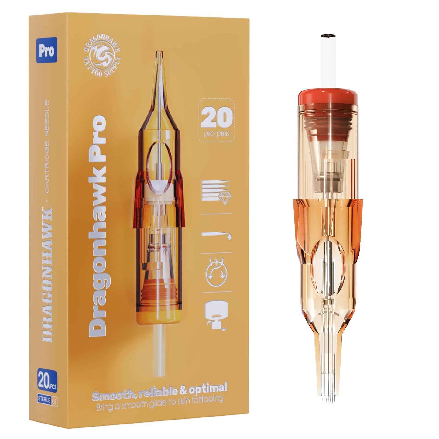 Dragonhawk Pro Tattoo Needles Cartridges,Pro Needles Pins for Super Artists,20 Pcs Disposable