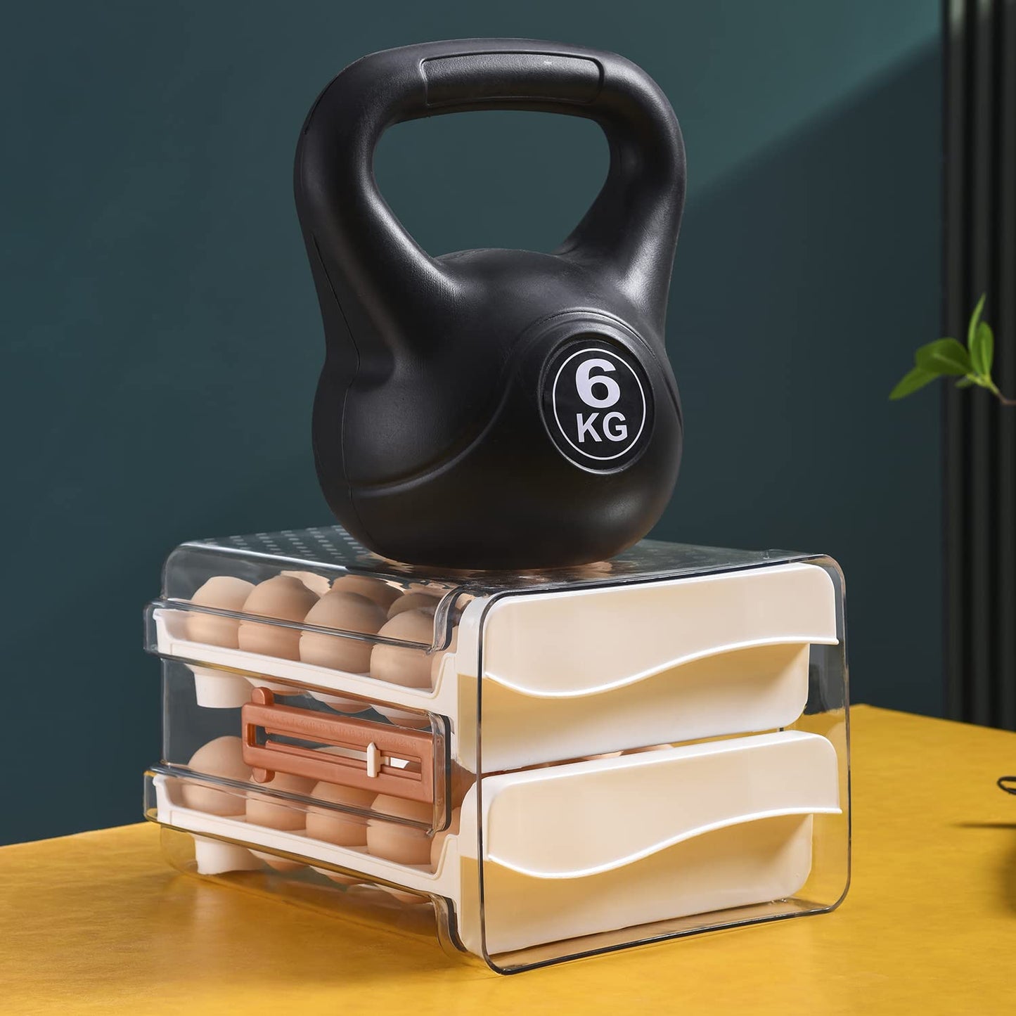 Sooyee Egg Container for Refrigerator, Household Egg Holder for Fridge, Transparent 2 Drawers Chicken Egg Storage Container