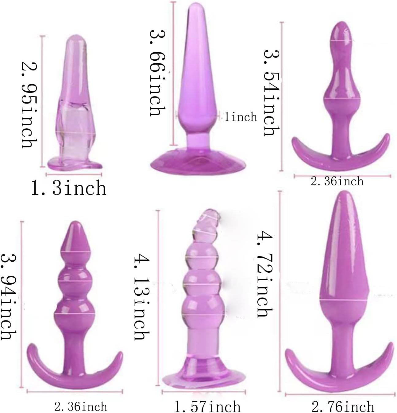 Butt Plugs, 6 Pcs Anal Training Kit Soft Jelly Anal Plug G-spot Prostate Massager Anus Trainer for Adult Masturbation SM Beginner Gay Couple Sex Game Play for Men Women Couples(Pink)