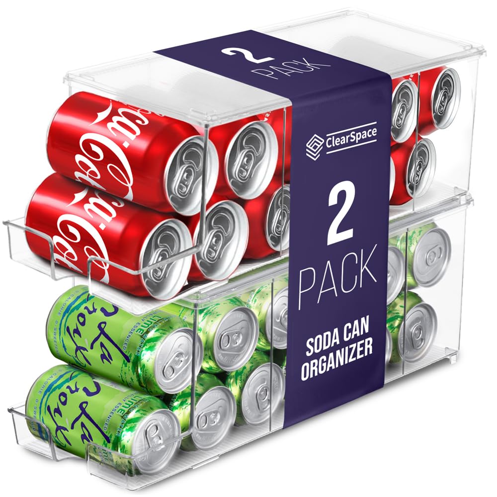 ClearSpace Drink Organizer for Fridge & Soda Can Dispenser