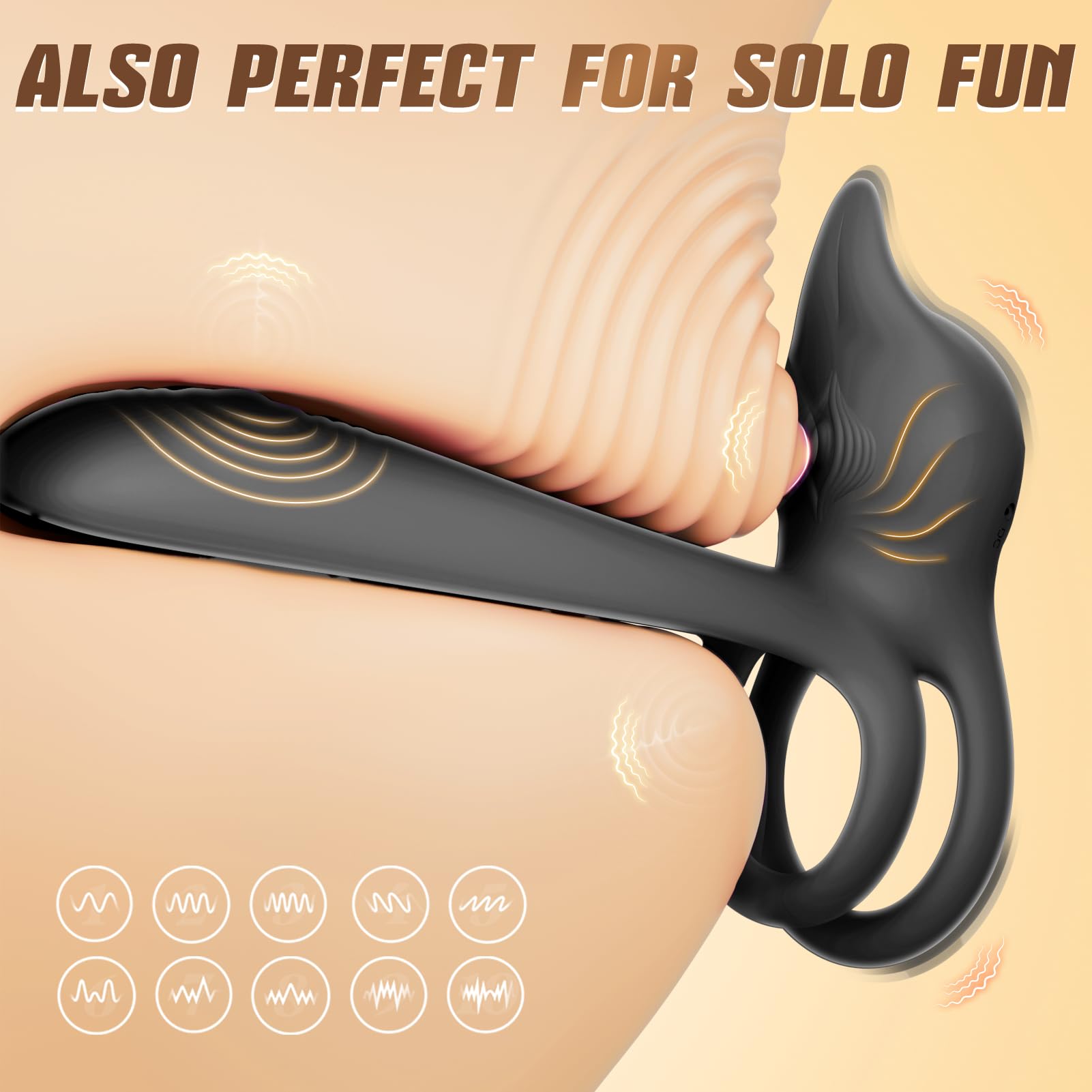 Vibrating Cock Ring Couples Sex Toys - MOOLIGIRL Dual Penis Ring Vibrator with Fox-Shaped Clitoral Stimulator & 4.6in G Spot Vibrator, 10 Vibration Modes Adult Toys for Men Women, Female Male Sex Toy