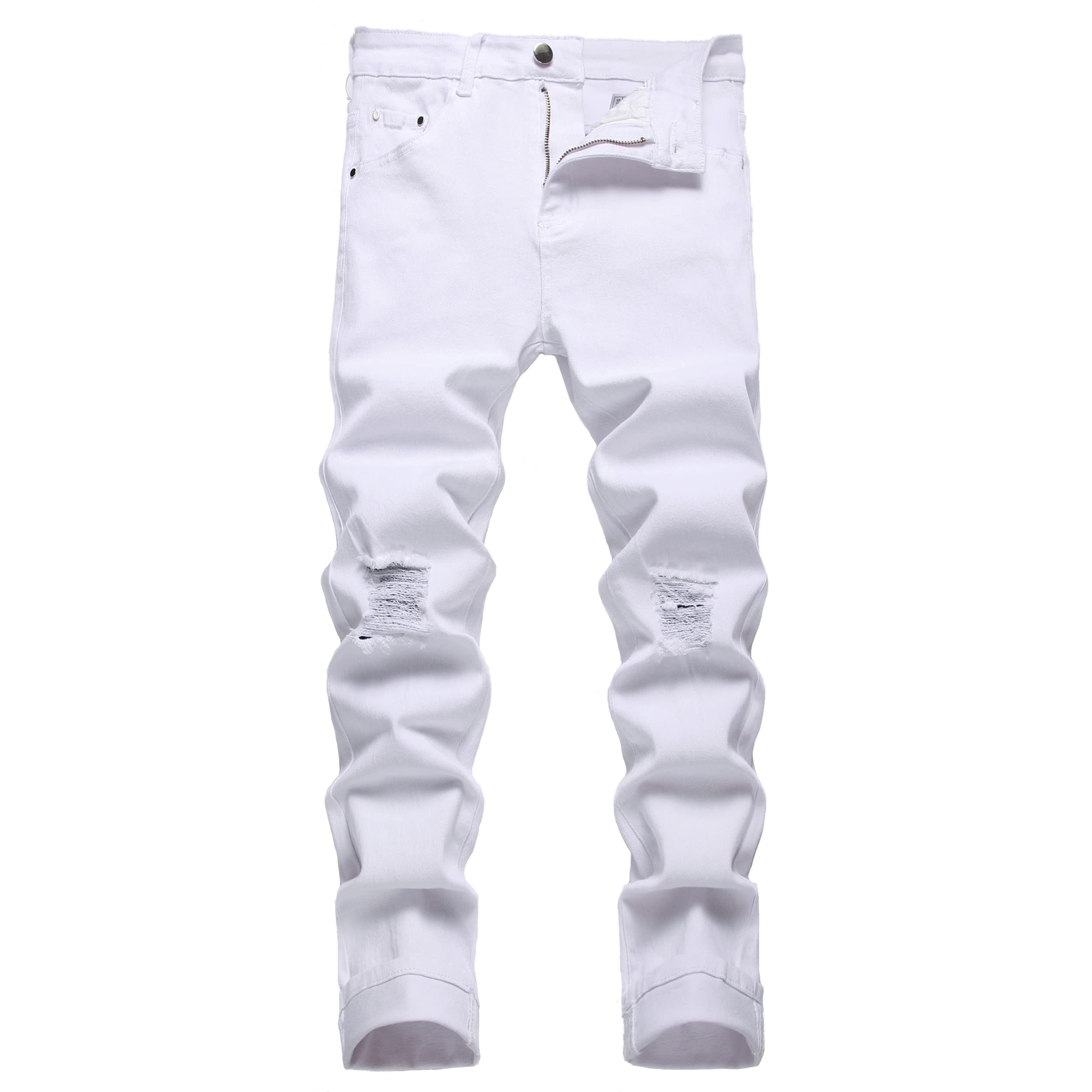 JUNBAOSS Men's Slim Fit Jeans Stretch Ripped Skinny Jeans for Men, Fashion Straight Leg Comfort Flex Waist Casual Pants